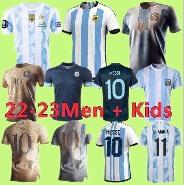 

Player Fans Version Argentina Soccer Jersey 21  Copa America Home Football Shirts 2022 2023 Messis Dybala Lo Celso National Team Maradona