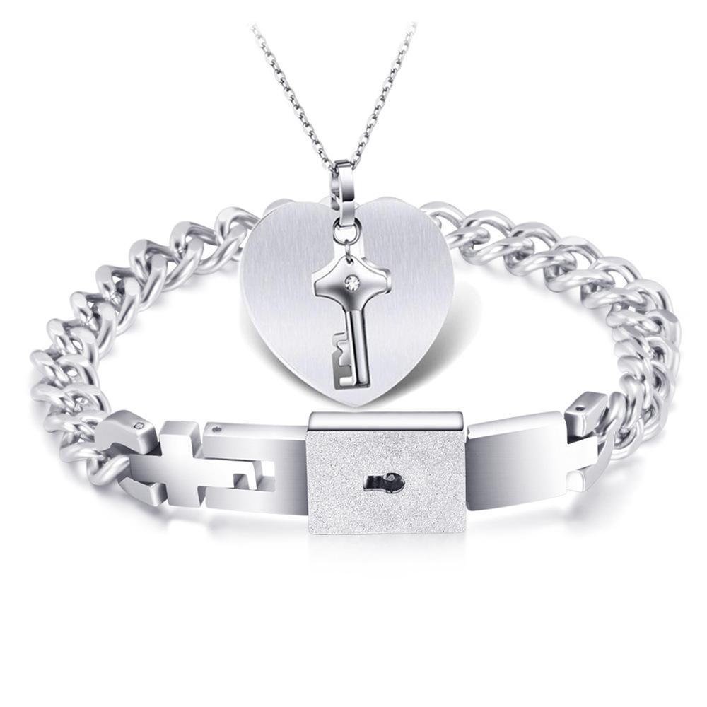 

Bracelet Necklace Concentric Lock Couple Bracelet Double Buckle Student Men And Women Key Necklace Romantic Confession Tit Dhgarden Dhacu, See pic
