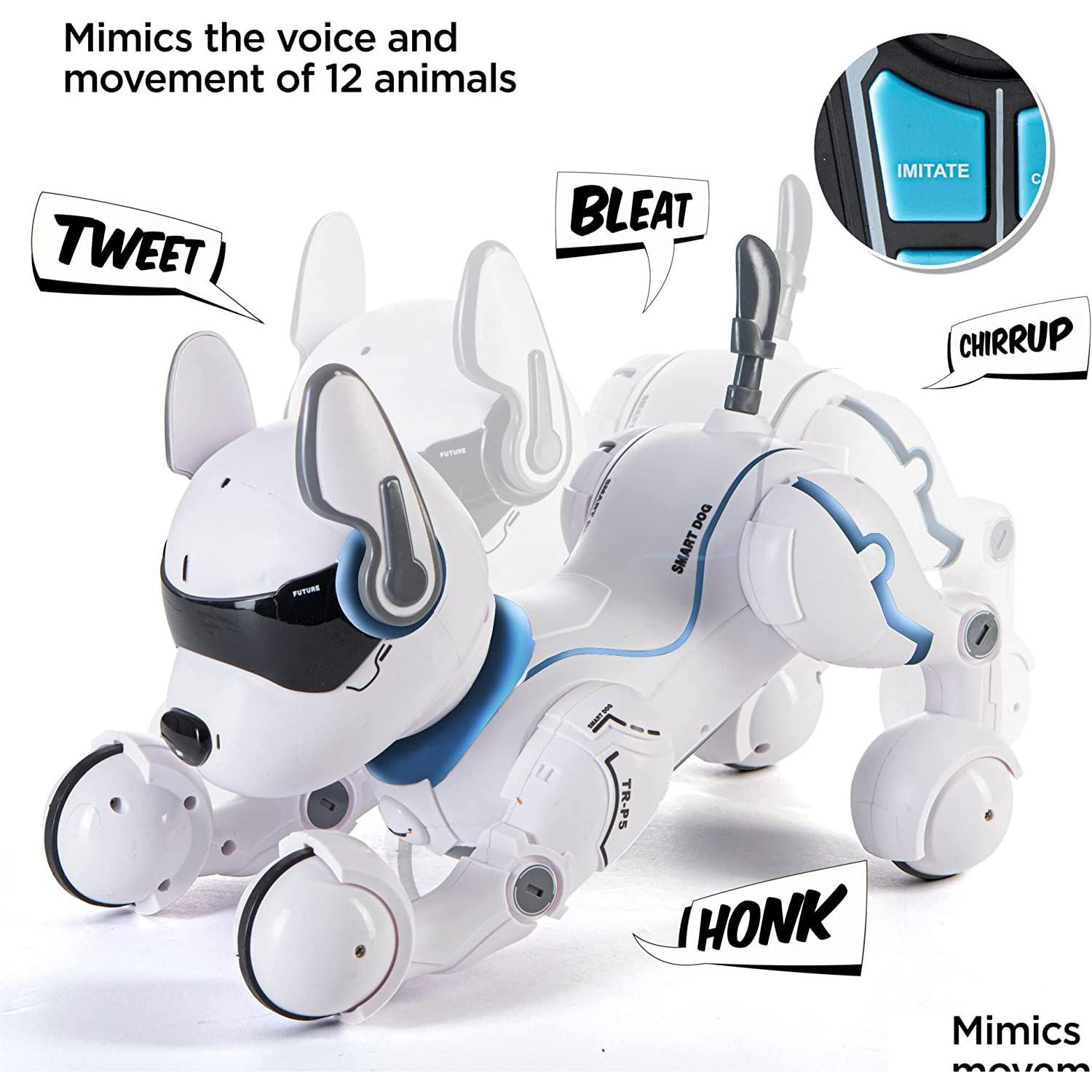 

Electric/Rc Animals Rc Remote Control Robot Dog Toys With Touch Function And Voice Smart Dancing Imitates Animals Mini Pet Programma Dh18W, White