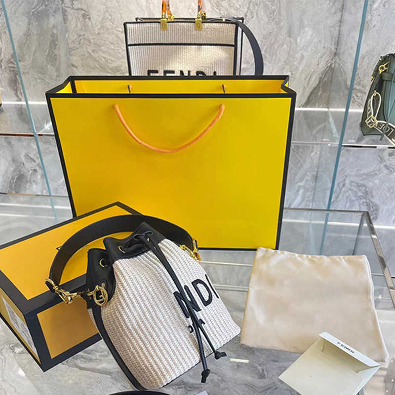 

evening bag Mini Bucket Bag Women Drawstring Handbag Shoulder Bags Purse Canvas Woven Pouch Classic Lettered Gold Hardware Crossbody Hand Bag multiple sj, White