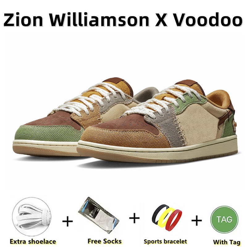

Mens Basketball Shoes Zion Williamson x Jumpman 1 Low OG Voodoo Flax Muslin Fauna Brown Oil Green Sesame Moon Fossil Men Women Trainers Sports Sneakers 36-47, Pay for box