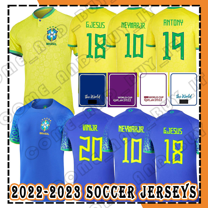 

22/23 Brazils VINI JR. Soccer Jersey 2022 World Cup brasil CASEMIRO NEYMAR J R National Team G.JESUS P.COUTINHO Shirt Away .PAQUETA T.SILVA PELE MARCELO Football uniform, Men jersey+patch(baxi)