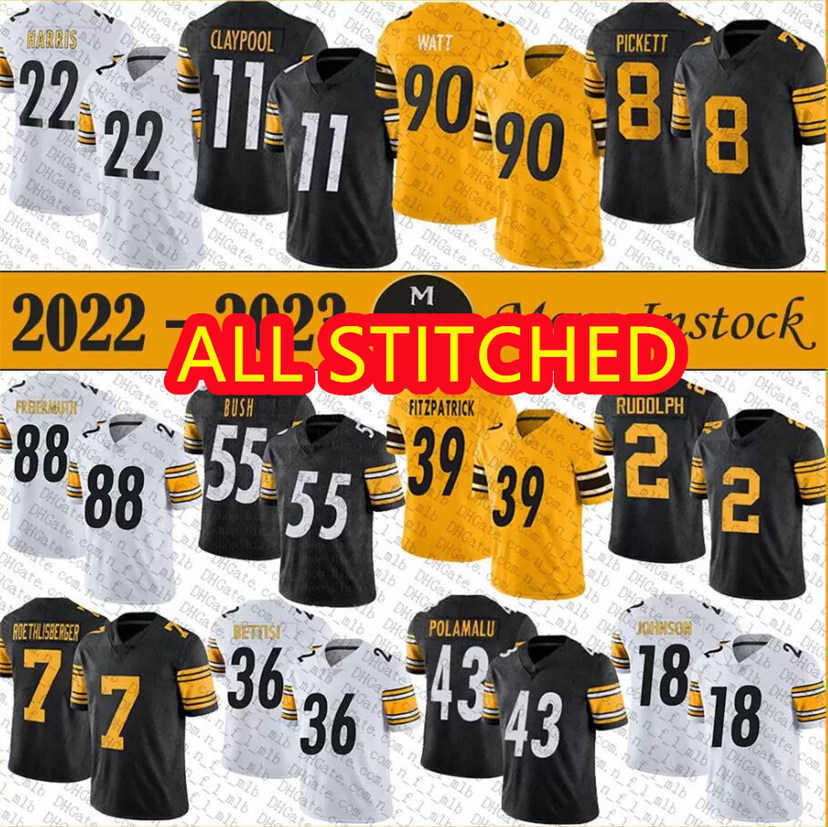 

Custom T.J. Watt Jersey Pittsburgh''Steelers''8 Kenny Pickett Najee Harris Minkah Fitzpatrick Mitchell Trubisky sew Mens Womens Kids Football Jerseys 4XL, Color