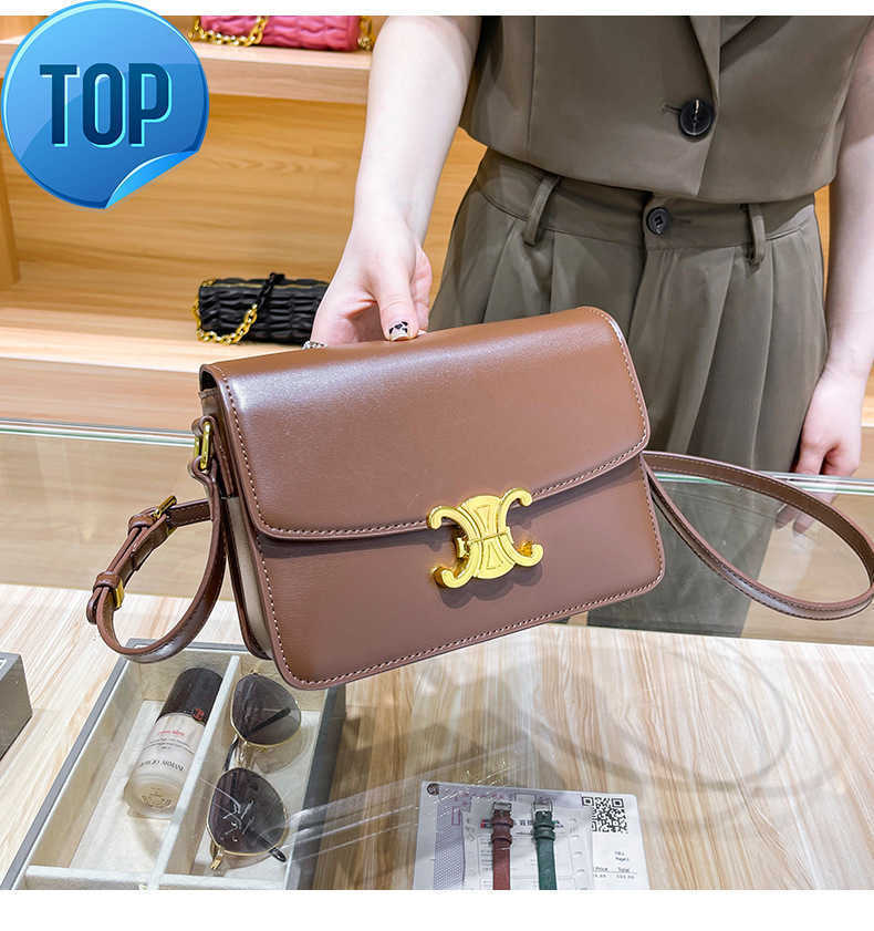 

Women's Designer Bags Bag 2023 New Triumphal Arch Box Tofu Leather Small Square One Shoulder Messenger Women's Factory Direct Sales, Caramel large