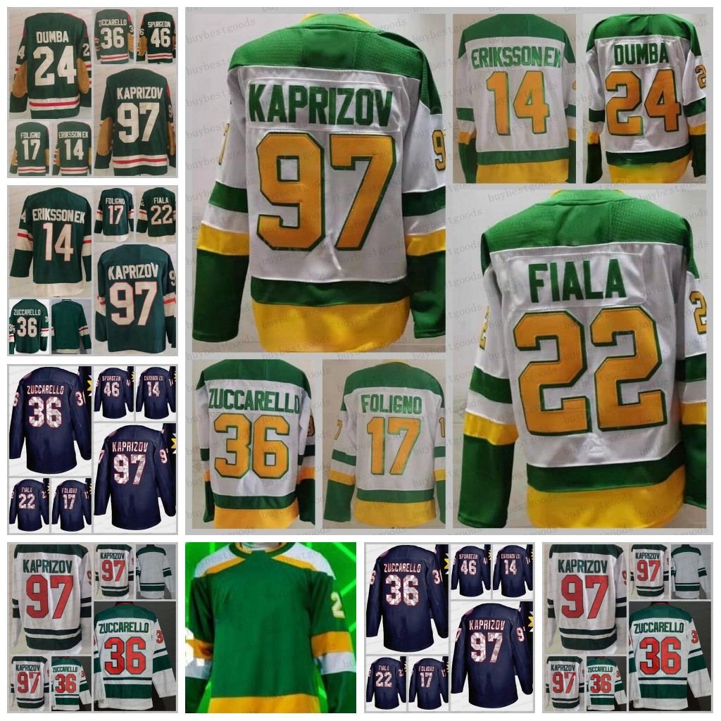 

Reverse Retro Hockey 97 Kirill Kaprizov Jersey 29 Marc-Andre Fleury 46 Jared Spurgeon 36 Mats Zuccarello 24 Matt Dumba 17 Marcus Foligno 22 Kevin Fiala Joel Eriksson Ek