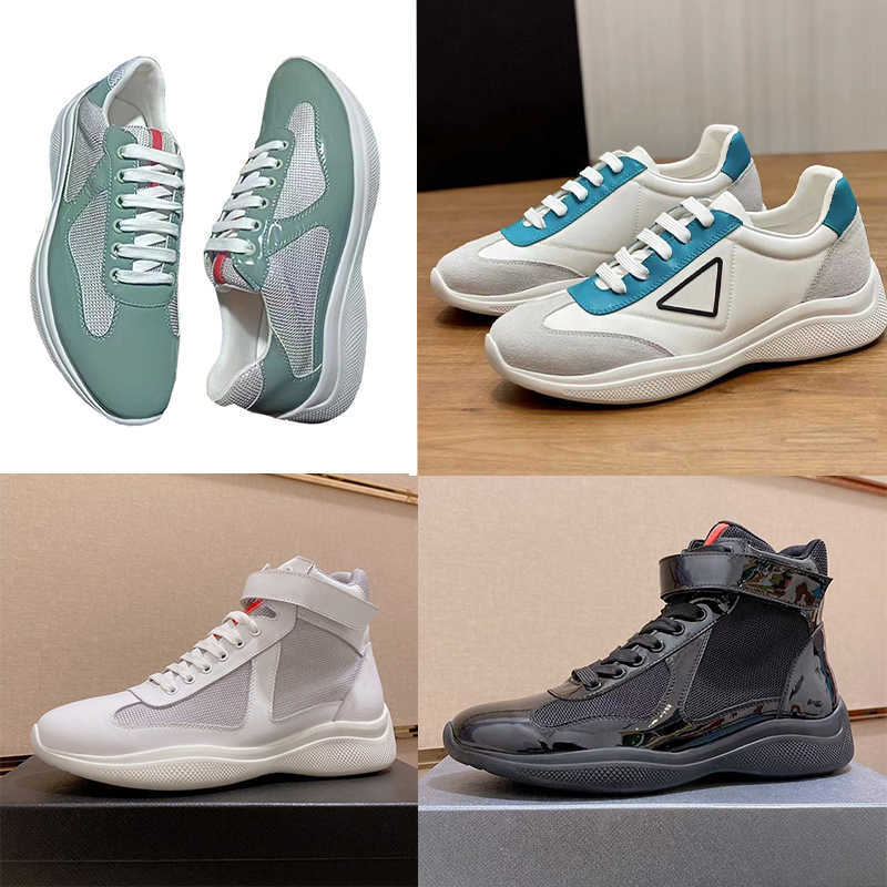

Designer Runner Trainers Men America'S Cup Xl Sneakers Leather Eokwd High Quality Patent Leather Flat Trainers Black Mesh Lace-up Casual Shoes Outdoor NO53