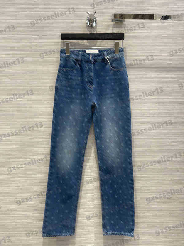 

Fashion Womens Jeans Gihy All Over Logo Print Jeans Classic Vintage Wash Denim Fabric Pants Luxury Designer Women Clothing