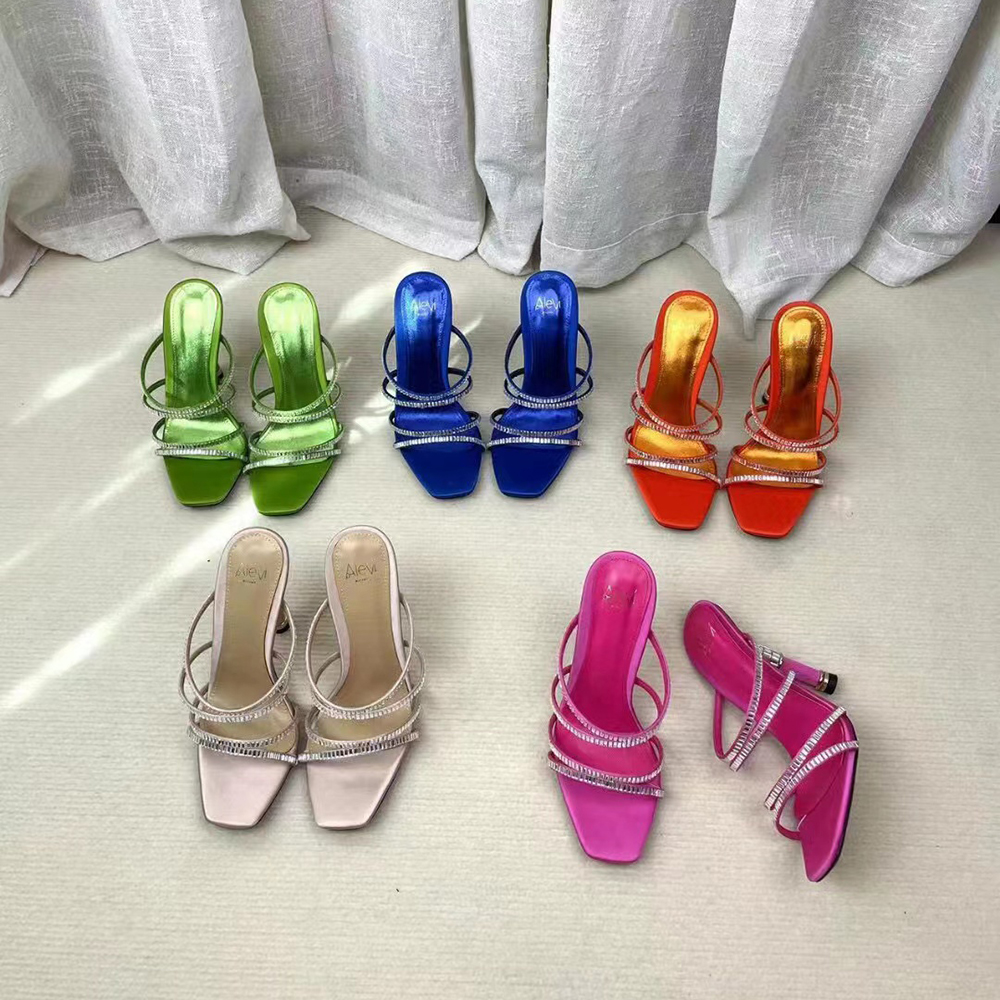 

Slippers Alevi MilanoWomen stiletto Moeller Shoes crystal-encrusted strap spool Heels sky-high heel for Sandals women summer luxury designers party heeled shoes, Gifts are not sold separately