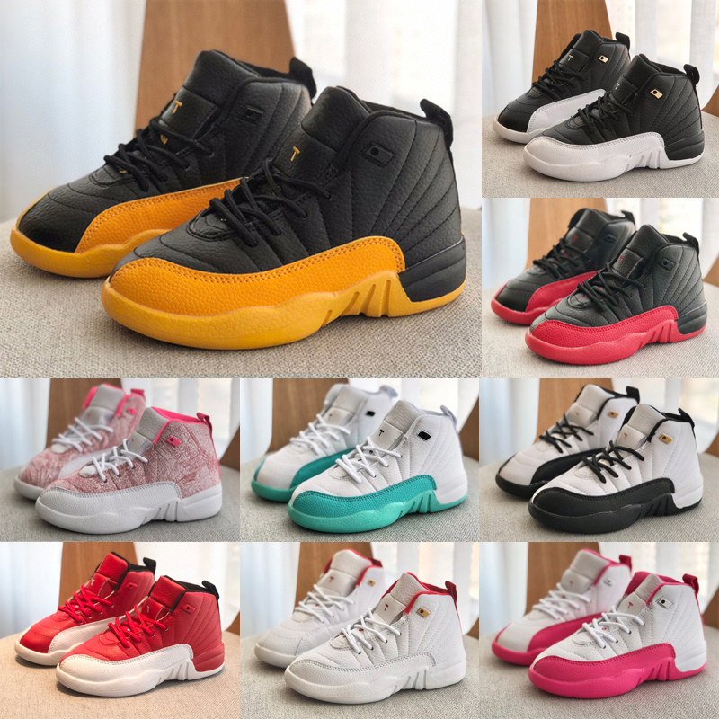 

Designer big Kids shoes Kid Basketball Shoe Rubber Breathable Leather Jumpman 12 12s XII Taxi Dark Blue Gym Red the Master Grey Vivid Pink Size 22-37, As shown 8