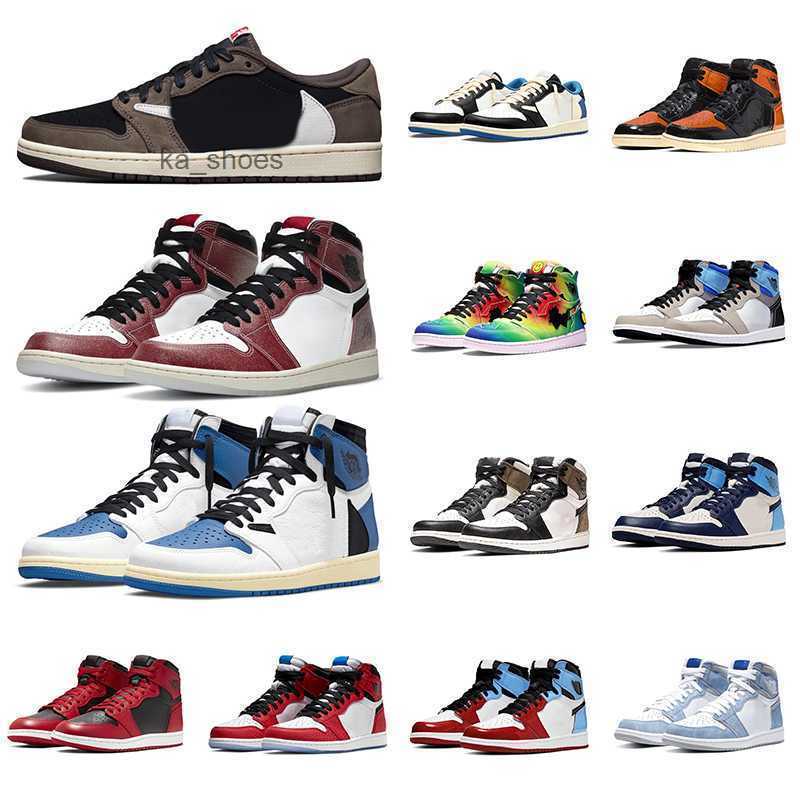 

Basketball Shoes Sports Sneakers University Blue Cactus Jack Fragment Obsidian Fearless Dark Mocha Authentic Jordam 1 Jorden 1S Ts Shattered, 32