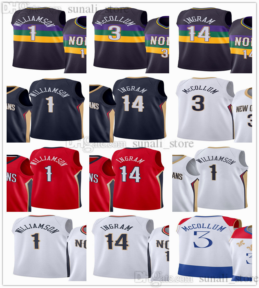 

2022-23 City Black 1 Zion Basketball Williamson Jerseys CJ 3 McCollum Brandon 14 Ingram Red Navy White Edition Men Women Youth Kids