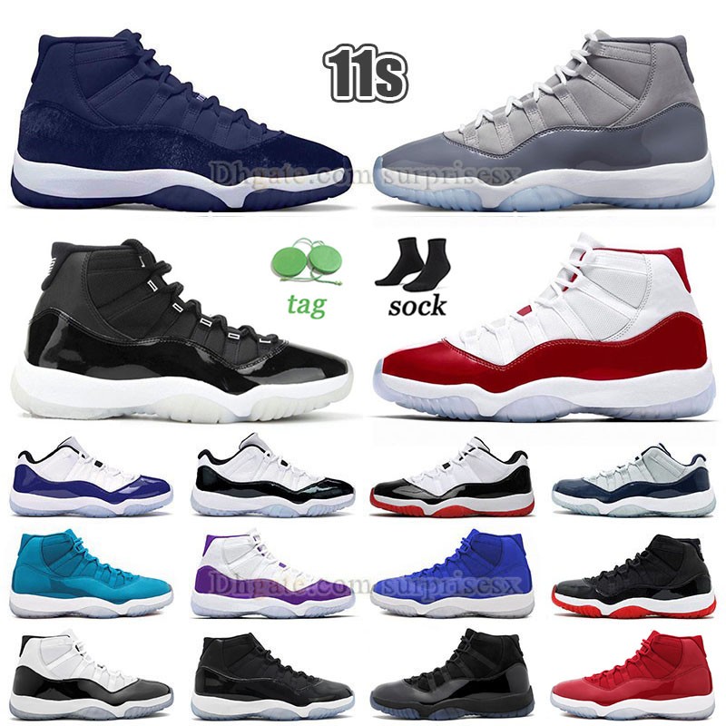 

New Jumpman 11 Retro Basketball Shoes High Cool Grey Gray Cherry Red and White 25th Anniversary Bred 23 Concord 11s High Space Jam 45 Low 72-10 Jordens Jorda J11 Sneakers, A48 36-47 low pure violet