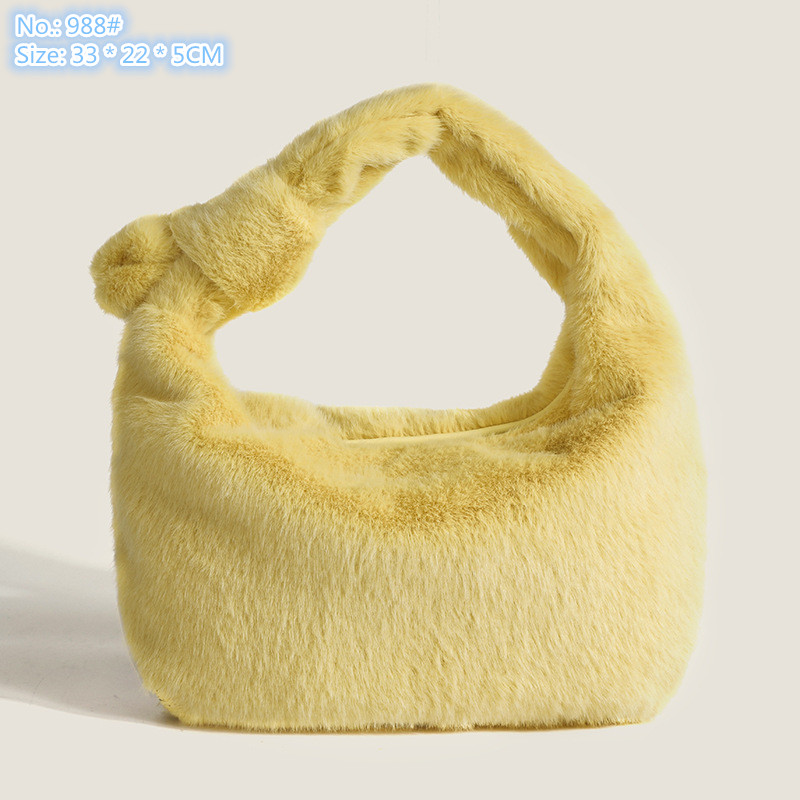 

Wholesale factory ladies shoulder bags 5 colors winter soft lambswool cloud bag sweet little fresh plush fashion handbag personality leather coin purse, Orange- 988#