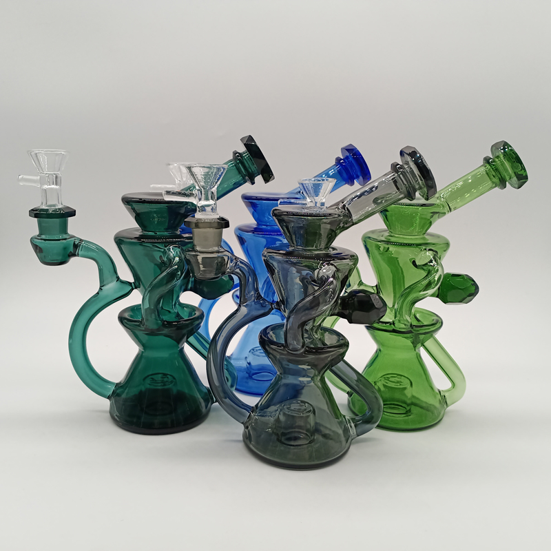 

DPGWP036 9 inch colored recycler glass water pipe with 14mm quartz nail