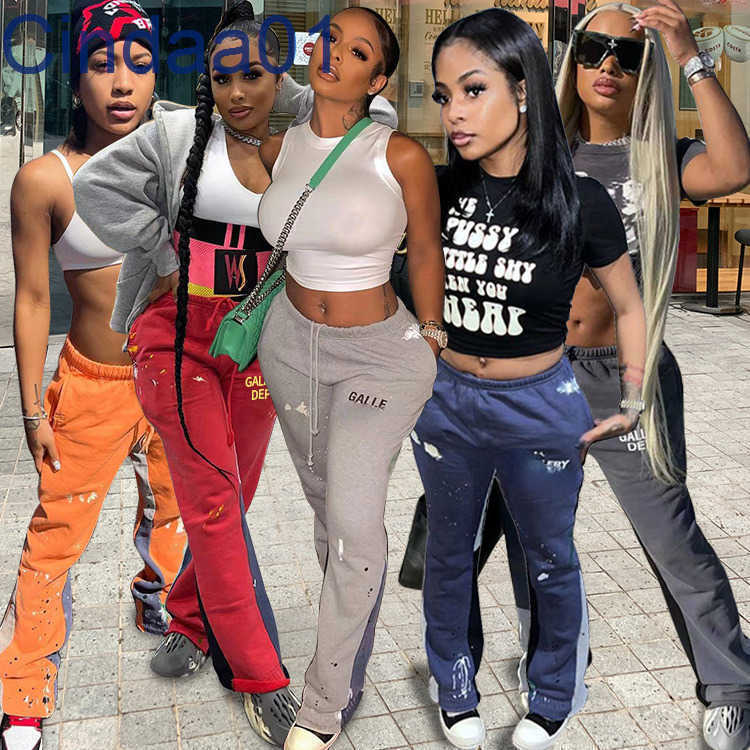 

Women Micro Flare Sweat Pants Designer Sports Leggings Fashion Printing Loose Drawstring Sweatpants, Orange