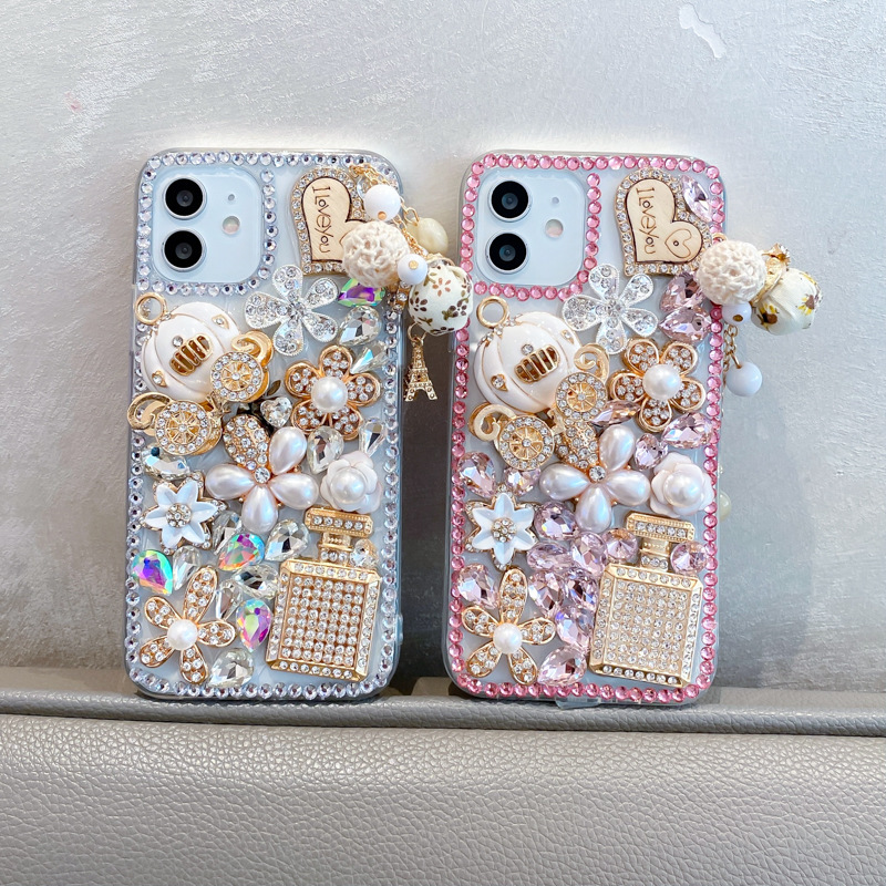 

Luxury Bling 3D Rhinestone Cases For Iphone 14 Pro Max 13 12 Mini 11 XR XS X 8 7 6 Plus Soft TPU Shinny Diamond Flower Love Heart Crystal Phone Covers Fashion Girls Back Skin, Pls let us know the color u want