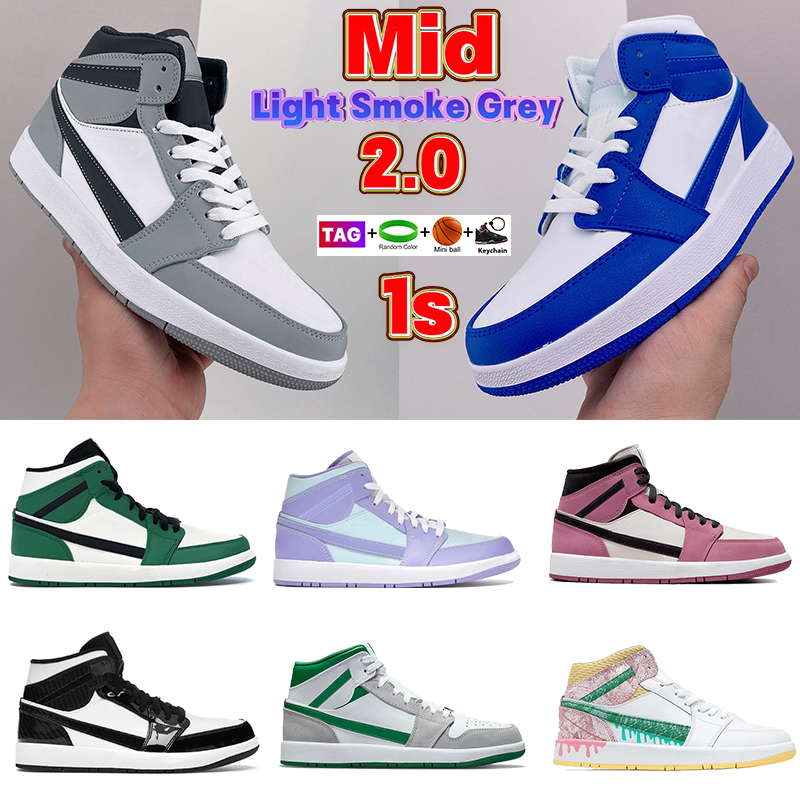 

Jumpman Mid 1 1s Basketball Shoes Men Women Sneakers retro Light smoke grey milan Black White University Kentucky Blue Berry pink Designer Mens Sport Trainers GAI, Shoe box