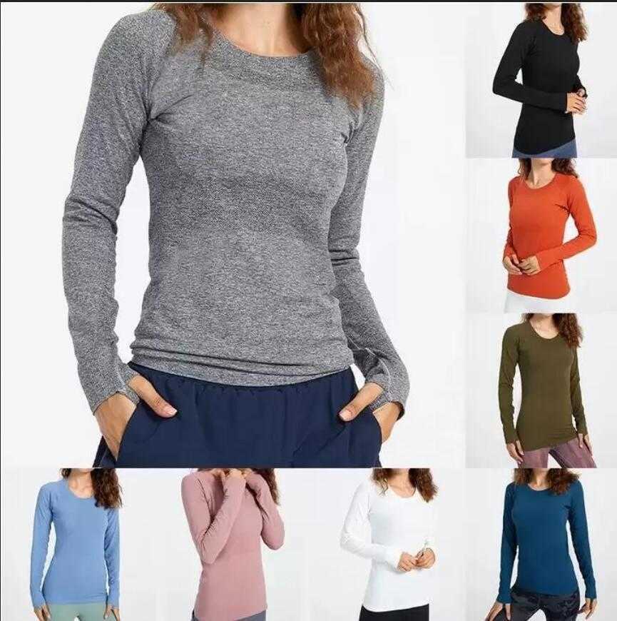 

lu-12 Yoga Tops Women's Swiftly Tech ladies Sports T Shirts long sleeve outfit T-shirts Thumb Hole Wicking Knit Breathable Fitness Workout Shirt, Lake blue