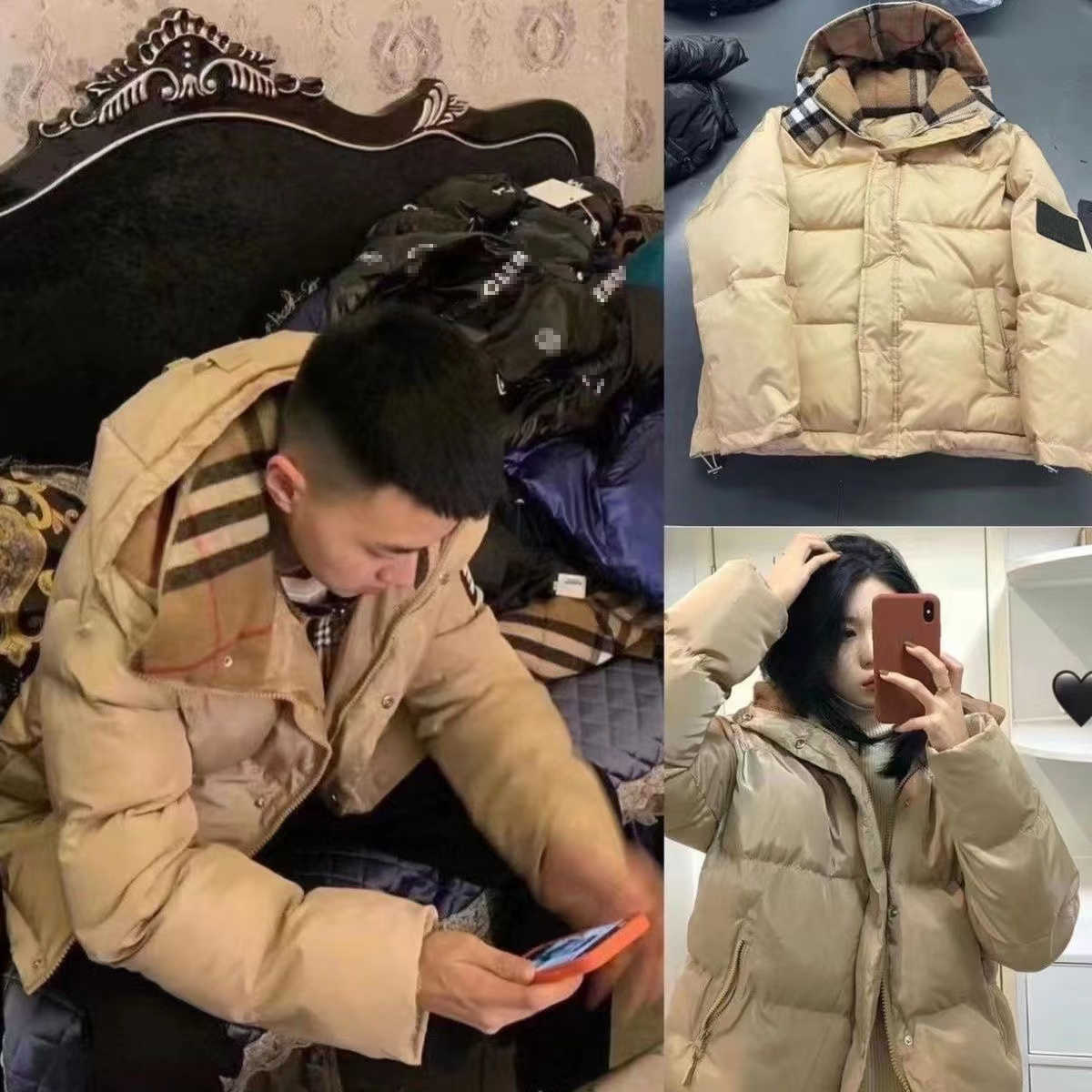 European and n trends in winter mens jackets thickened printed cotton-padded plaid jacket 22 years of new down cotton splicing fashion loose
