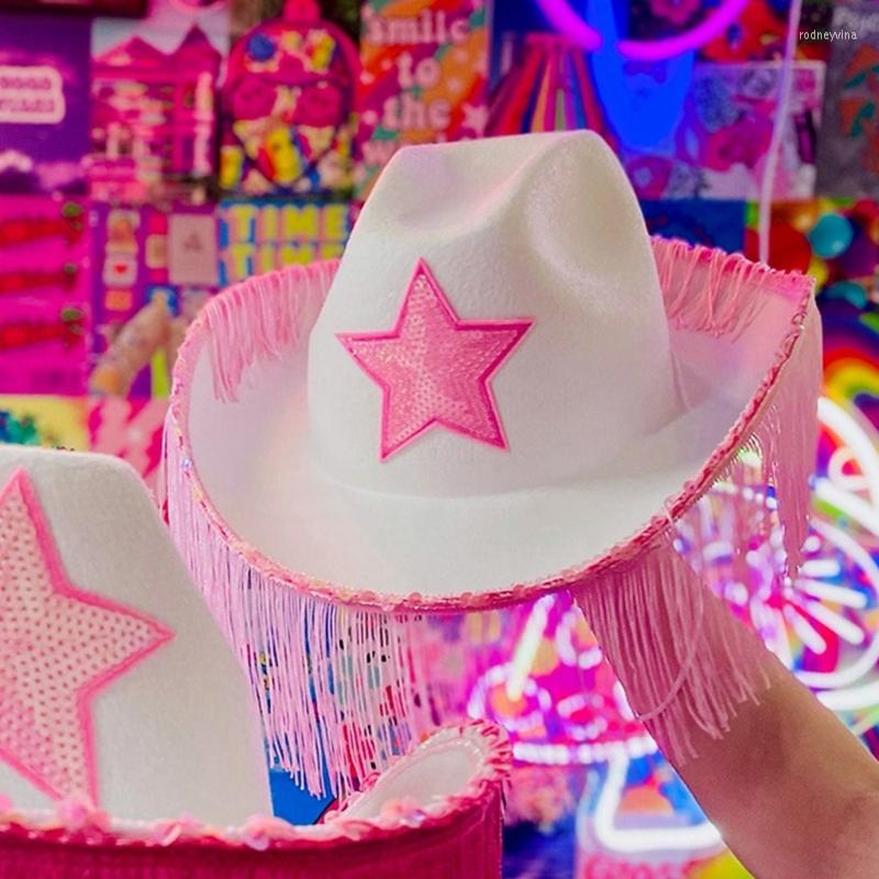 

Berets Tassel Cowboy Hat Sequin Star Birthday Party Cowgirl Women Bridal Performance For Adults Cosplay, Pentagram starlus co