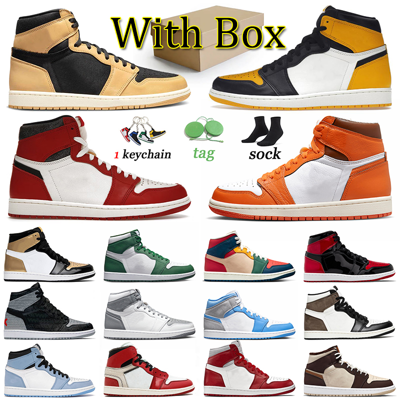

Big Size US 13 Jumpman 1 Basketball Shoes J1 Women Trainers Chicago Lost and Found 1s Sneakers Offs White Denim High OG Yellow Toe Men, # 36-46 starfish