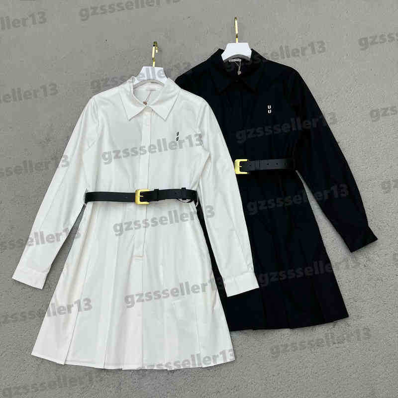 

Womens Designer Dress Miu Lettering Logo Embroidered Pattern Shirt Dresses Autumn Fashion Brand 2022AW Long Sleeves Dress, 15
