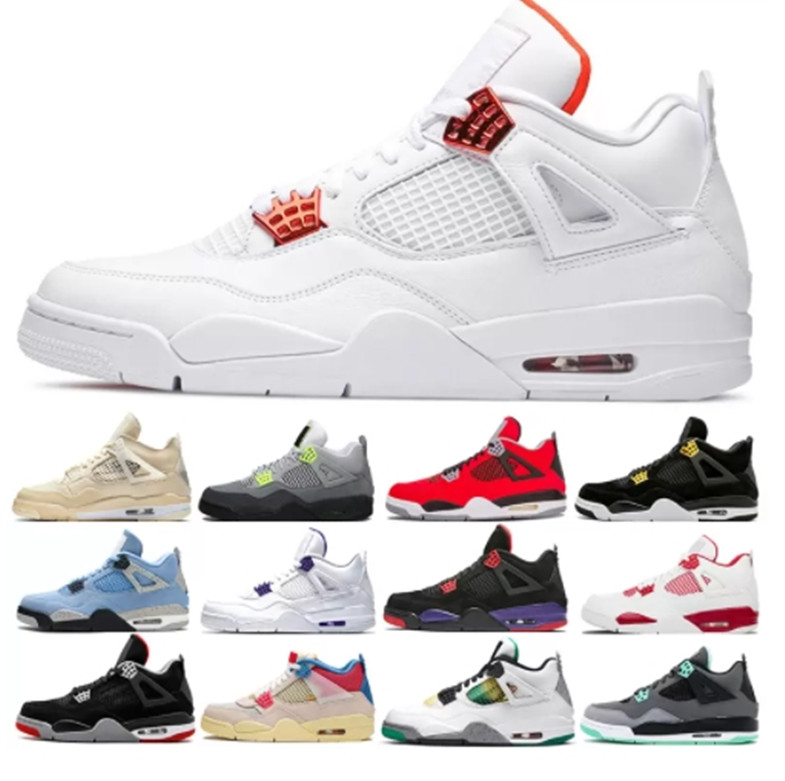 

basketball shoes 4 men women jordans 4s jumpman sb x pine green military black sail off university blue pink red thunder white oreo retro neon og sneakers 36-47