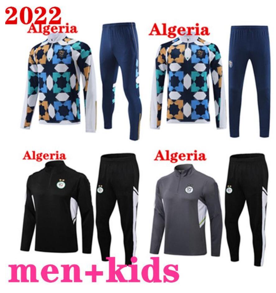 

2022 2023 Algeria tracksuit MAHREZ soccer Jerseys men kids 22 23 Algerie BOUNEDJAH Survetement maillot de foot FEGHOUL sportswear football training suit, Black