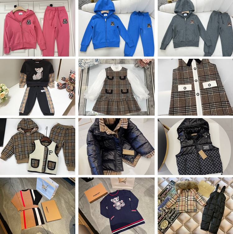 

1:1 Bur-berry the best quaility Children Boy Girl Clothing sweater Baby Cartoon Autumn winter Toddler Tracksuit Outfit childrens clothes, Black one