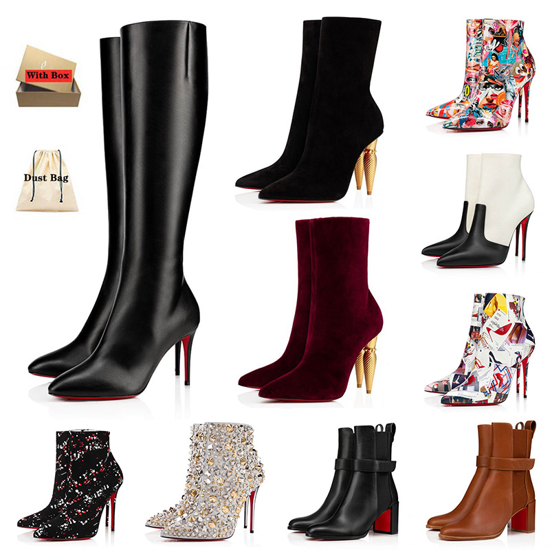 

2023 designer women over the knee boots lady sexy pointed-toe pumps style high heels boot ankle short booties luxury chelsea booty red bottoms lipstick heel 35-42, A5 astrilarge botta 10cm