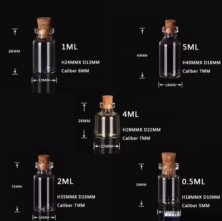 

Mini Vials Clear Glass Bottles Jars with Corks Stopper Small Corked Glass Bottle DIY Decoration Empty Little Bottle for Sand Arts Crafts Project Party Favors 1 2 4 5ML