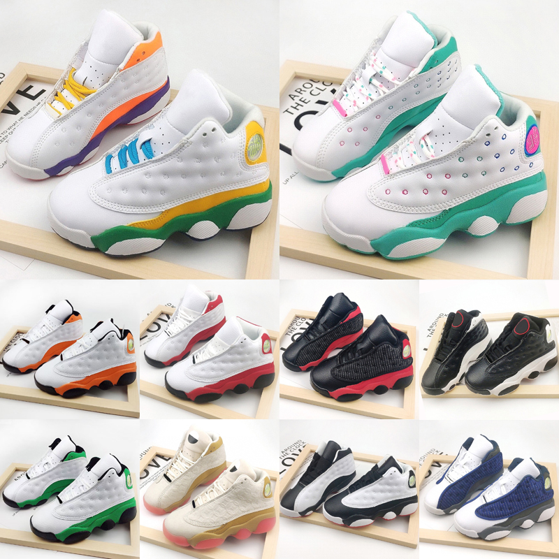 

Toddler 13s Flint baby small kids basketball shoes 13 bred black cats Infant Sports sneaker boy and girl children athletic size 22-37, As shown 4