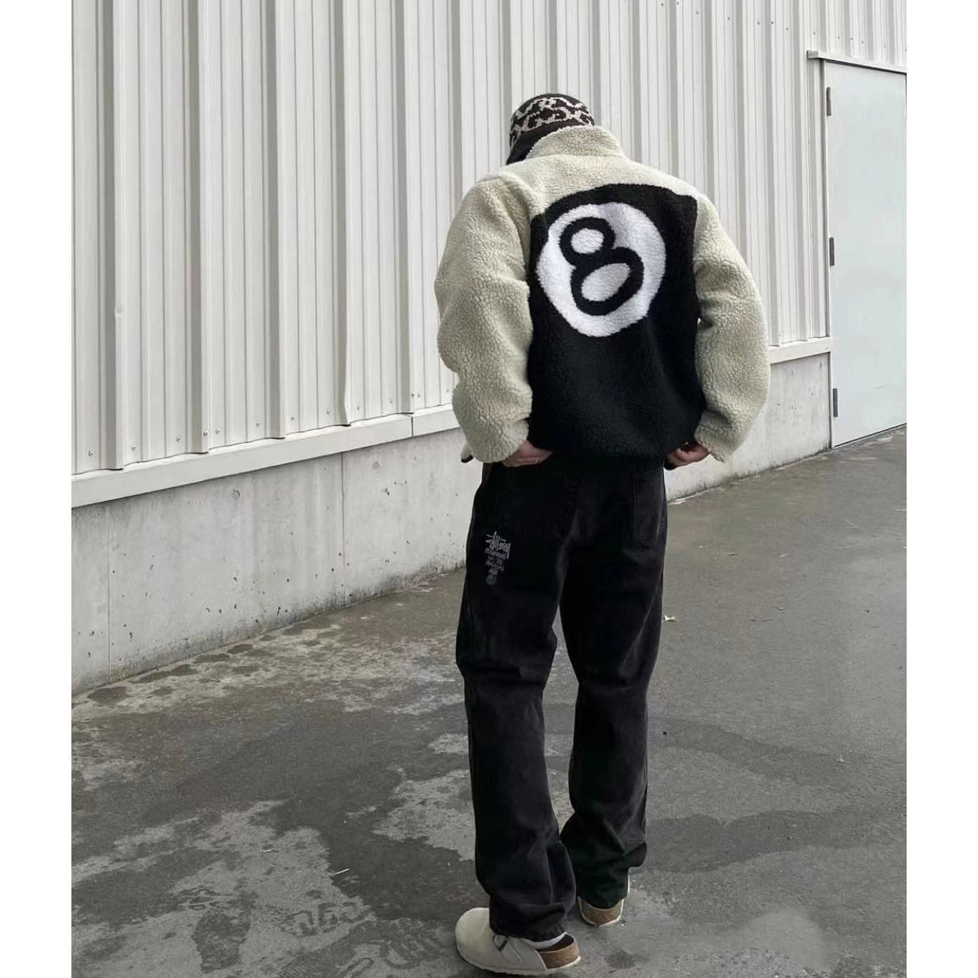 

Fashion Coat Stu Men' Jacket Unisex Designer Lamb Fleece Black 8 Ball Thick Chain Couple Cotton SSY Oversize WEU9, Green