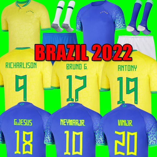 

VINI JR BRUNO G. 22 23 soccer jerseys Camiseta de futbol PAQUETA BRAZILS RICHARLISON football shirt JESUS RAPHINHA RODRYGO brasil WORLD CUP 2022 men kids kit set 1125, Home