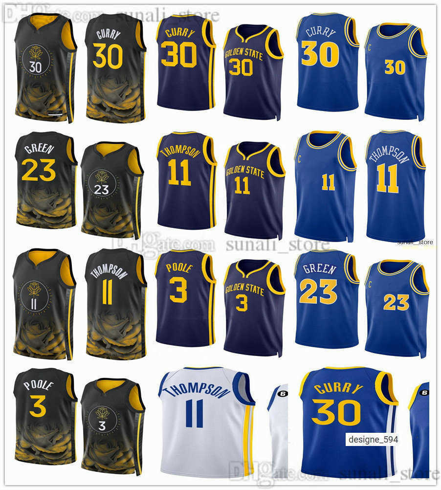 

Statement 2022-23 City Basketball 30 Classic Stephen Curry Jerseys 3 Poole Klay 11 Thompson Draymond Green 23 Black Royal Blue Edition Shirts Men Women Youth Kids