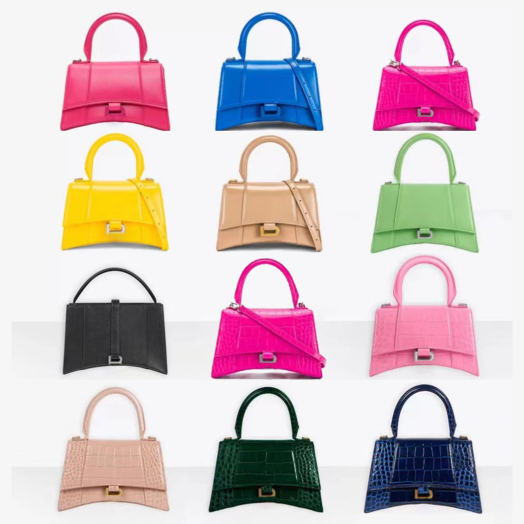 

Clutch flap top handle hourglass tote Bags Women's mens shoulder strap Luxury Designer balenciagas Crocodile pattern handbag chain crossbody Genuine leather Bag, Red alligator-gold l0g0