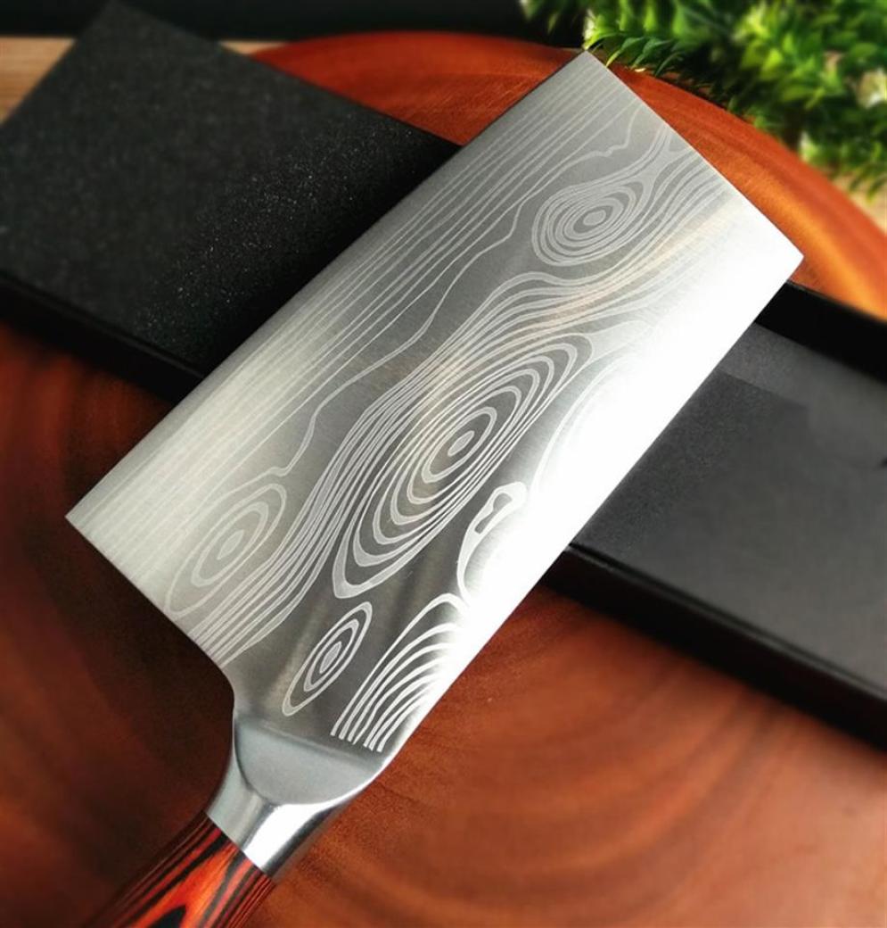 

Fine steel Damascus grain kitchen knives chef knife cutting wood handle very sharp blade lenght 20cm bacl bpx packing221Q