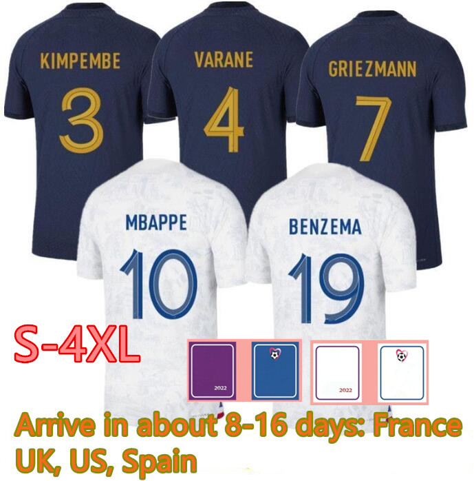 

French soccer jersey 2022 BENZEMA MBAPPE SALIBA COMAN PAVARD KANTE Maillot de foot equipe Maillots football shirt s-4XL