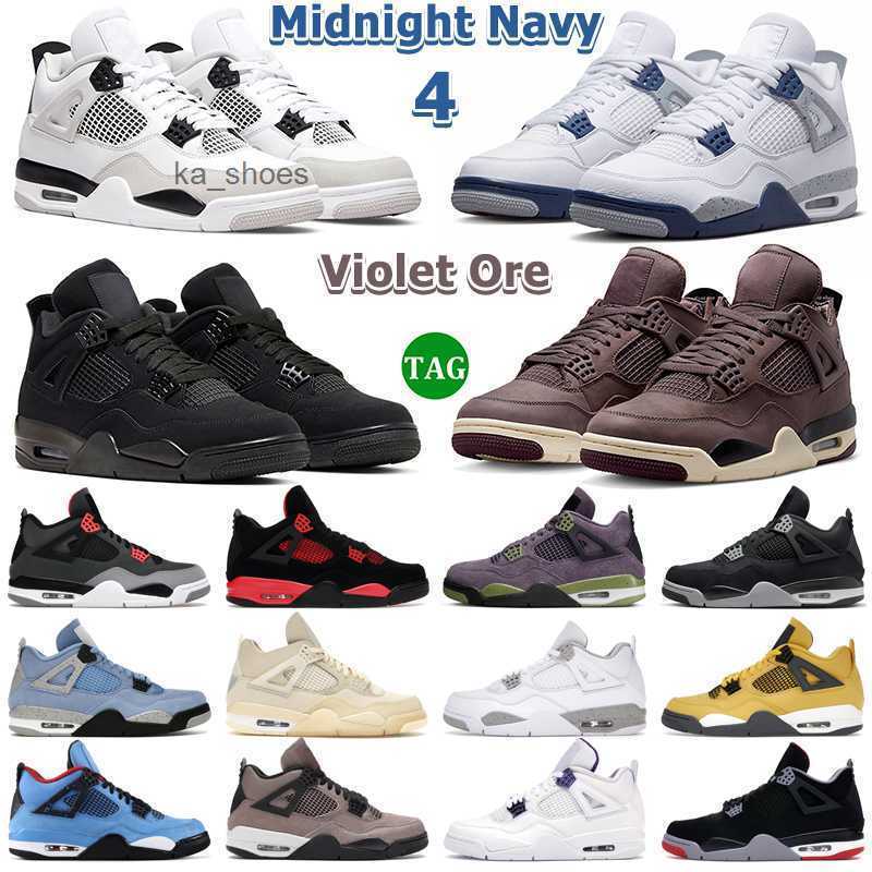 

4 Men Basketball Shoes 4s Midnight Navy Violet Ore Military Black Cat Canvas Red Thunder University Blue Lightning Mens Women Trainers