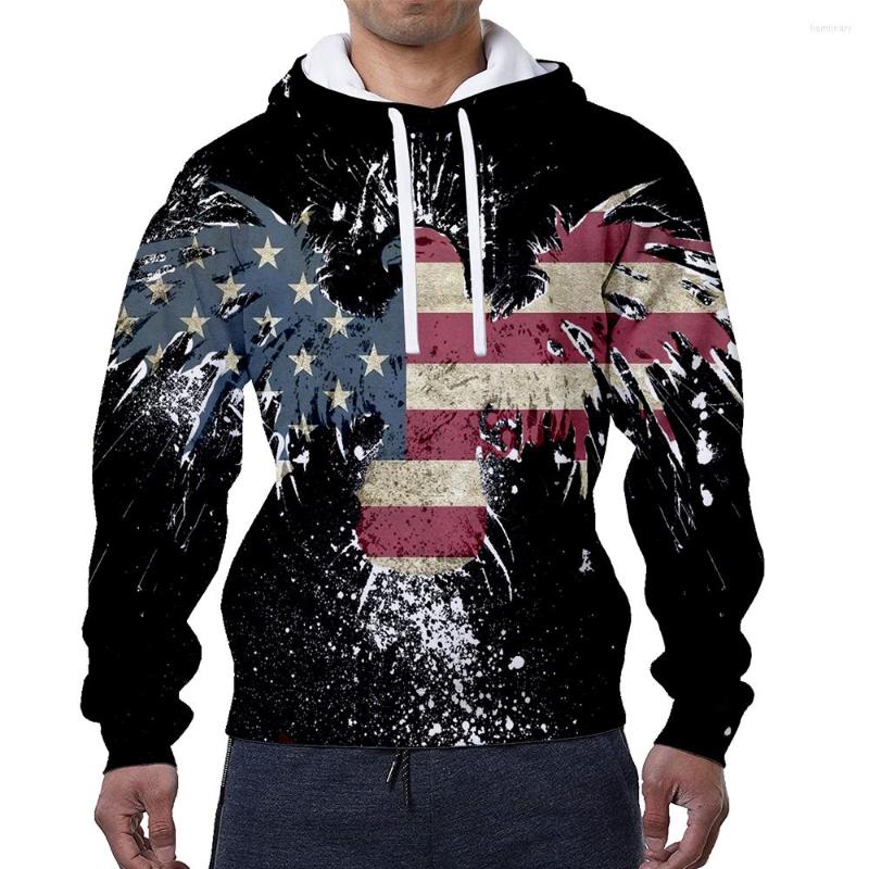 

Men' Hoodies USA Flag American Stars And Stripes Sweatshirts 3D Animal Motifs Print Hip Hop Pullovers Casual Tracksuits Clothing Tops, L8030