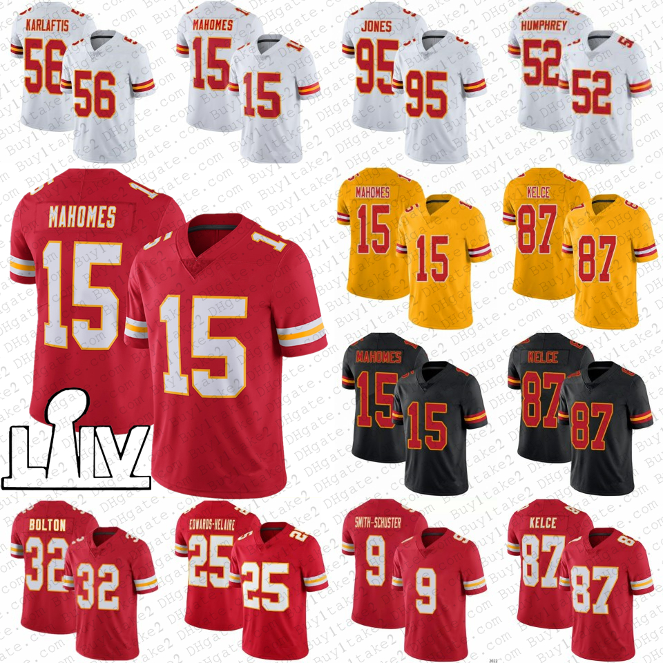 

15 Patrick Mahomes 87 Travis Kelce Football Jersey JuJu Smith-Schuster Nick Bolton Creed Humphrey Kansases City Chris Jones Chiefes George Karlaftis Trent McDuffie, Mens