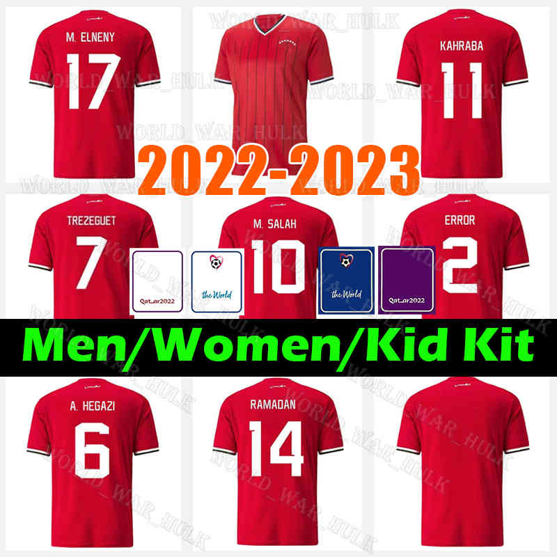 

2022 Egypt Soccer Jerseys Mens 11 KAHRABA 10 M.SALAH 14 RAMADAN Uniform 6 A. HEGAZI 2 ERROR 17 M. ELNENY 7 TREZEGUET Kids kit Football Shirt, Men 2022 jersey(ai ji)+patch