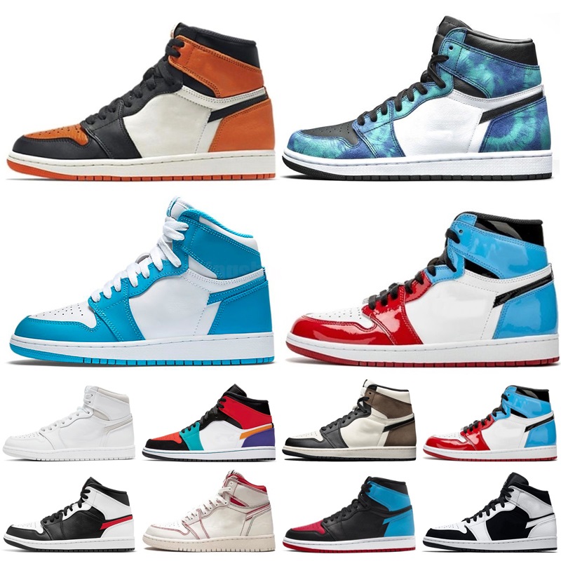 

Basketball Shoes Sneakers Trainers 1S Stage Haze Royal Patent University Blue Dark Mocha Bubble Gum Heritage Twist Jumpman 1 Mens Unc Men Women Size 36-46, Color 43