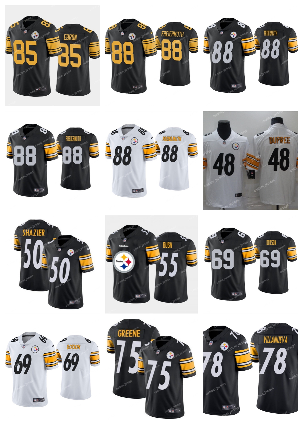 

Pittsburgh''Steelers''Men Jersey 88 Freiermuth 85 Vick 78 Daniels Villanueva 69 Dotson 75 Greene Vapor Untouchable Limited Stitched''NFL''Football Jerseys, 17