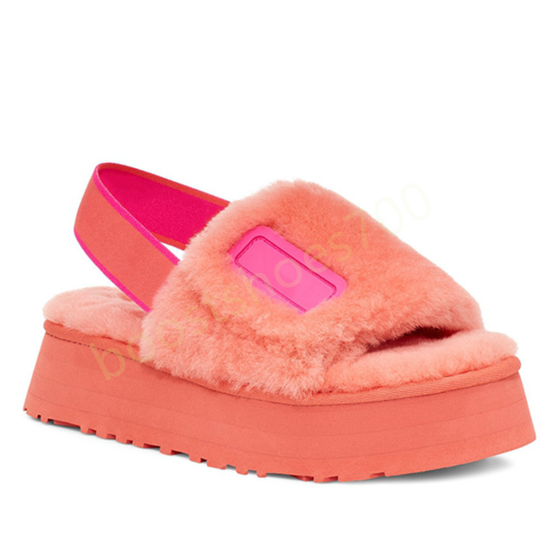 

Luxury Womens Sandals Plush Thick Sole Black Nantucket Coral White Pink Dark Grey Disco Slide Shearling Platform Sandals Fashion Oversize Shoes, Box