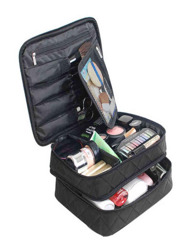 

Luxury Designer Women039s Toiletry Cosmetic Bag Double Waterproof Beautician Make Up Bags Travel Essential Organizer Beauty Cas2223004, Mini black