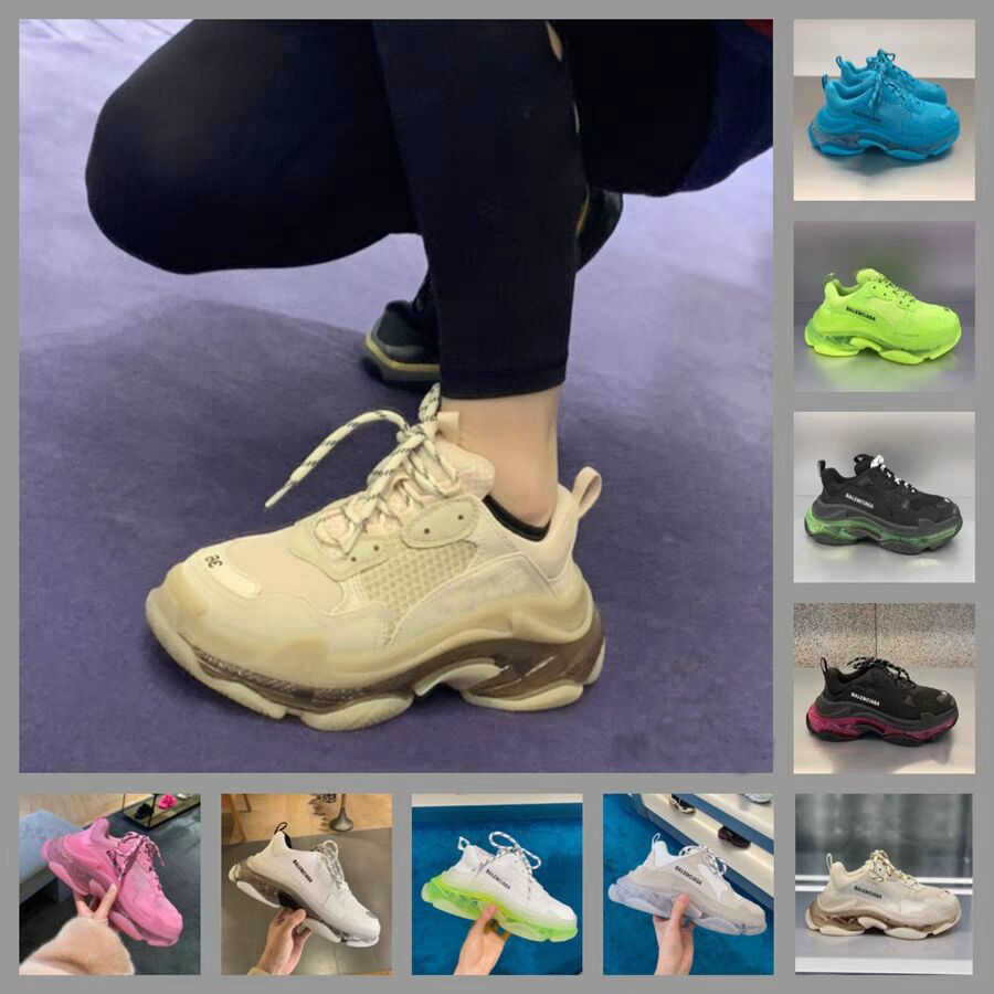 

Paris Tripler Mens Designer Shoes Triple-S Dad Shoe For Men Womens Luxury Sports Triple S Black Clear Sole Green Sneakers Topsport 17FW, #15