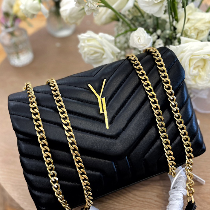 

Fashion Handheld Shoulder Bag YL Luxury Designer Gold Silver Chain Women's Handheld Leather Flap Crossbody, Box