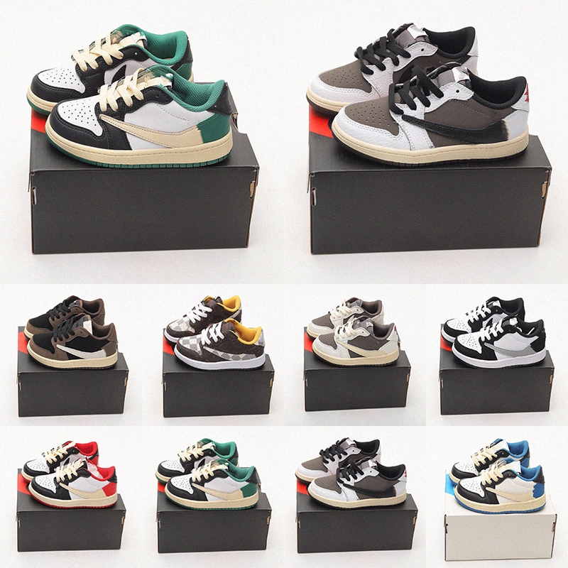 

Designer kids shoes Basketball Low 1s Kid footwear mocha Chicago 1 Infants scotts Signed Children Infants Sneaker Toddlers travis Baby boys grils shoe c62M#, 03