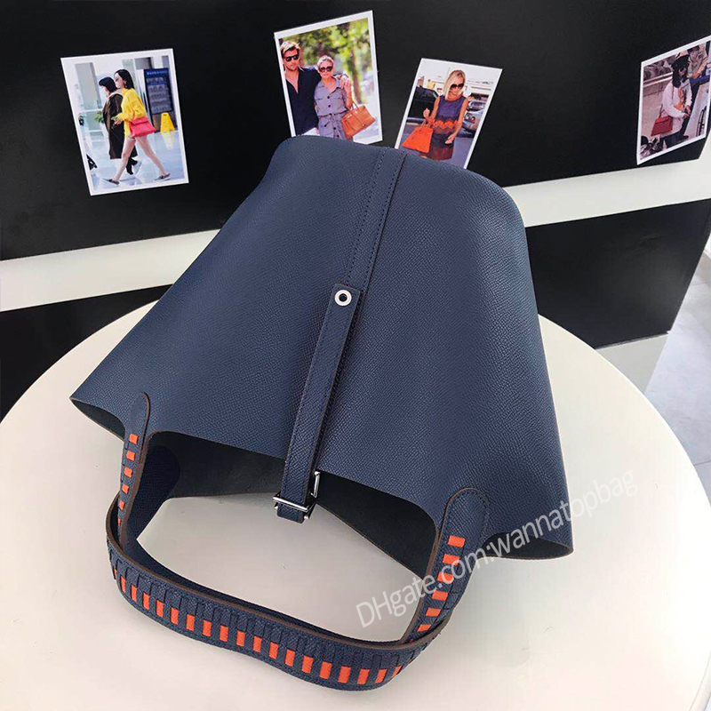 

designer bags Women Handbag Luxury Tote Fashion Shopping Purse Leather Handbags Bags Lady Wallet Vintage vegetable baskets, Deep blue